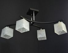 Люстра потолочная четырехрожковая Мелодия Света Стаканчики Е27 Черный/хром P9483/4 картинка 