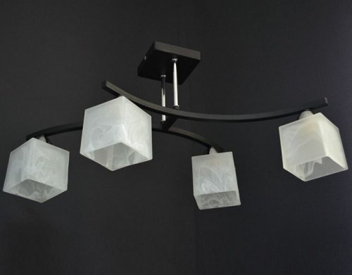 Люстра потолочная четырехрожковая Мелодия Света Стаканчики Е27 Черный/хром P9483/4 фото Люстра потолочная четырехрожковая Мелодия Света Стаканчики Е27 Черный/хром P9483/4 картинка