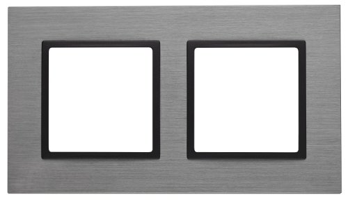 Рамка универсальная Эра Elegance 2-м. металл титан/антрацит фото Рамка универсальная Эра Elegance 2-м. металл титан/антрацит картинка