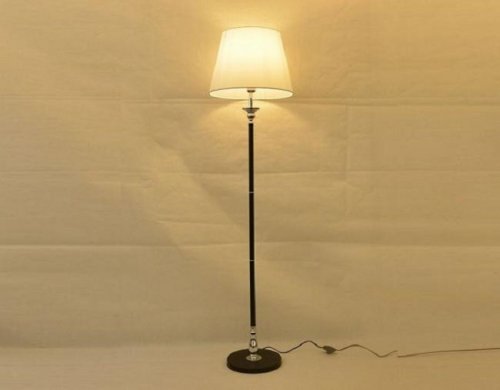 Торшер напольный (светильник) Мелодия Света абажур из ткани 220В Черный/коричневый картинка 