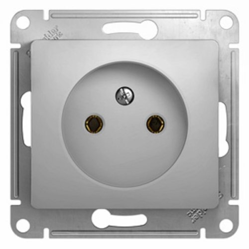 Розетка без заземления без рамки Systeme Electric Glossa 1-м. алюминий картинка фото 2