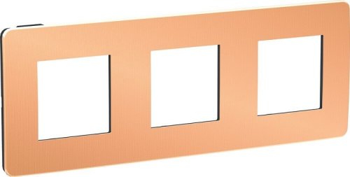 Рамка универсальная Schneider Electric Unica Studio Metal 3-м. медь/антрацит картинка