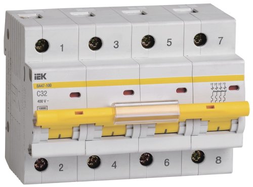 Выключатель автоматический IEK KARAT ВА47-100 4п 32А С 10кА картинка