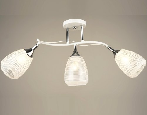 Люстра потолочная трехрожковая Мелодия Света Е27 220В Белая/хром фото Люстра потолочная трехрожковая Мелодия Света Е27 220В Белая/хром картинка