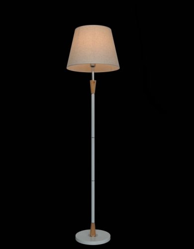 Торшер напольный (светильник) Мелодия Света абажур из ткани 220В Белый/дерево картинка 