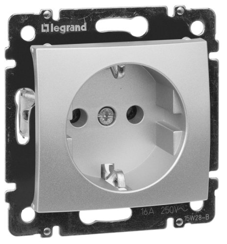 Розетка с заземлением без рамки Legrand Valena 1-м. шторки алюминий фото фото 3 Розетка с заземлением без рамки Legrand Valena 1-м. шторки алюминий картинка фото 3