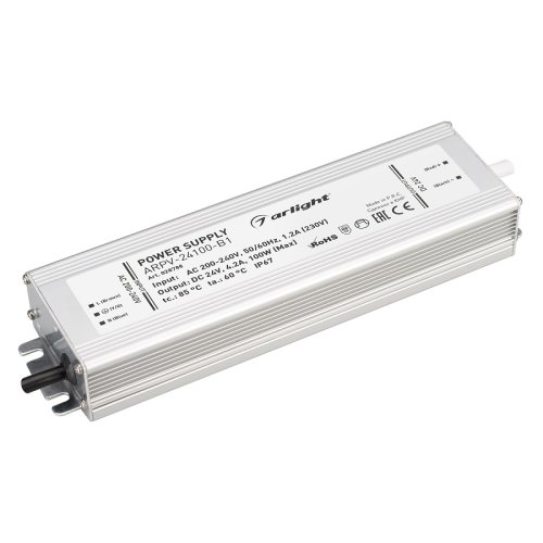 Блок питания для светодиодной ленты Arlight ARPV-24100-B1 (24V, 4,2A, 100W) IP67 картинка  фото 2