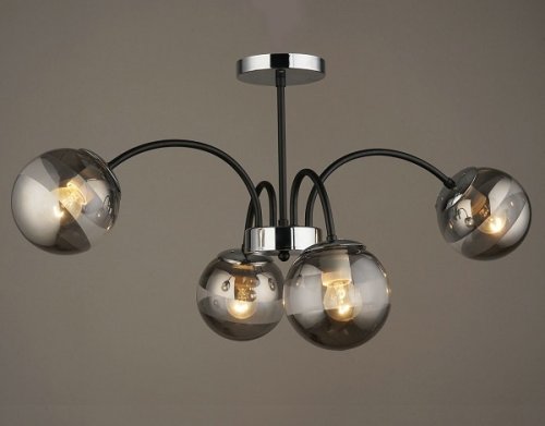 Люстра потолочная четырехрожковая Мелодия Света Паук Е27 40ВТ Черный/хром картинка 