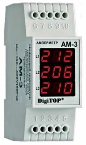 Амперметр трехфазный цифровой на DIN-рейку DigiTOP АМ-3 3х63А картинка фото 2