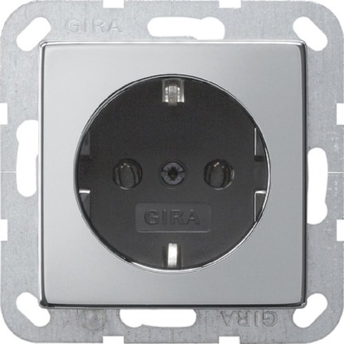 Розетка с заземлением без рамки Gira ClassiX 1-м. 16А хром/антрацит картинка