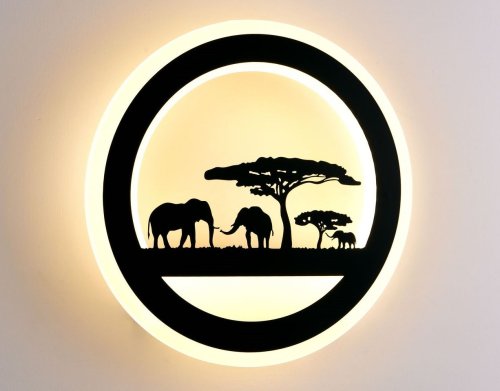 Светильник светодиодный Мелодия Света Слоны 6014Y-32W Черный картинка  фото 2