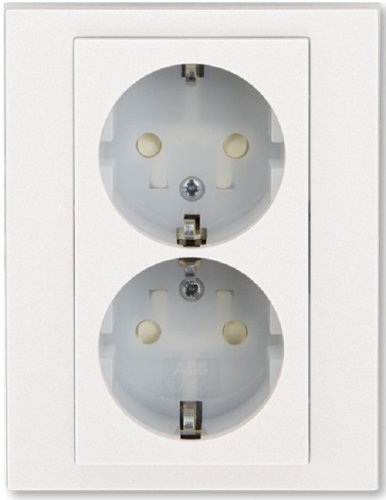 Розетка с заземлением ABB EPJ Levit 1-м. 2 мод. шторки жемчуг/ледяной картинка