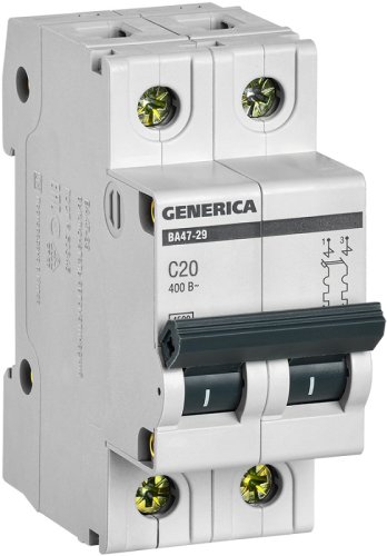 Выключатель автоматический IEK GENERICA ВА47-29 2п 20А C 4,5кА картинка