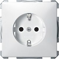 Розетка с заземлением без рамки Schneider Electric Merten Antique 1-м. шторки белый картинка