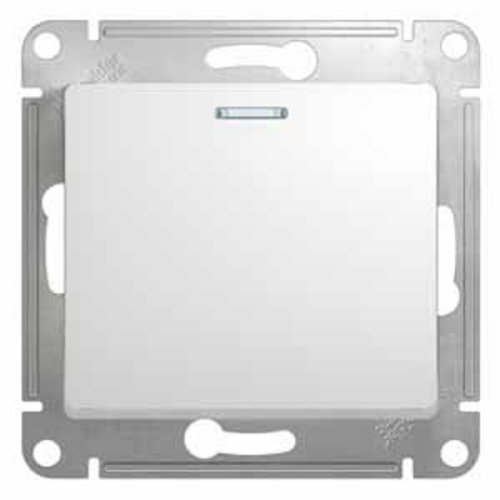 Выключатель с подсветкой без рамки Systeme Electric Glossa 1-кл. белый картинка фото 3