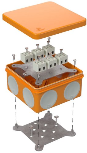 Коробка огнестойкая Промрукав 100x100x50мм под пистолет 12x2,5мм IP66 оранжевый