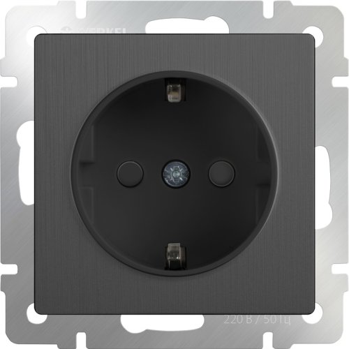 Розетка с заземлением без рамки Werkel 1-м. шторки графит рифленый картинка фото 2