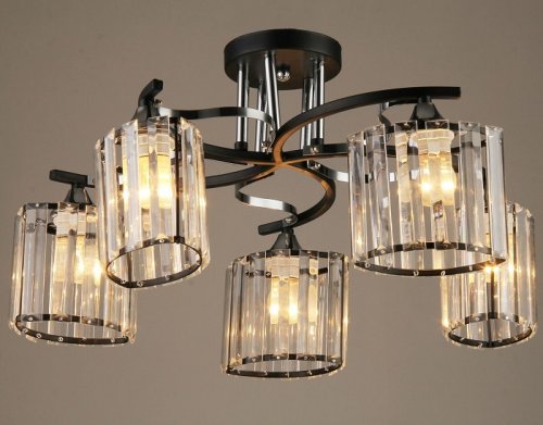 Люстра потолочная пятирожковая Мелодия Света E27 Черный/хром фото Люстра потолочная пятирожковая Мелодия Света E27 Черный/хром картинка