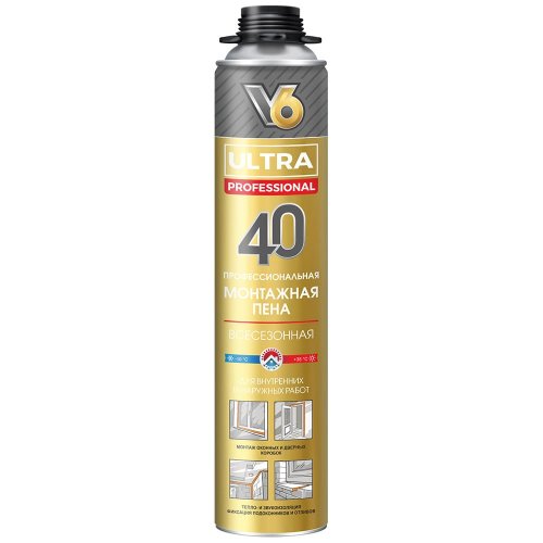 Пена монтажная профессиональная V6 Ultra 40 всесезонная 460 гр (1/12) картинка