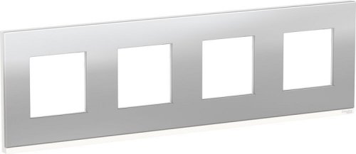 Рамка горизонтальная Schneider Electric Unica Studio Pure 4-м. металл алюминий матовый/белый картинка
