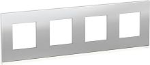 Рамка горизонтальная Schneider Electric Unica Studio Pure 4-м. металл алюминий матовый/белый картинка
