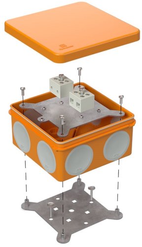 Коробка огнестойкая Промрукав 100x100x50мм под пистолет 4x2,5мм IP66 оранжевый