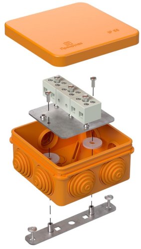 Коробка огнестойкая Промрукав 80x80x40мм 6x2,5мм IP55 оранжевый