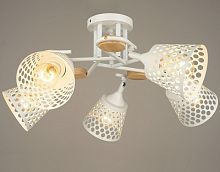 Люстра потолочная пятирожковая Мелодия Света Е27 220В Белая/дерево картинка 