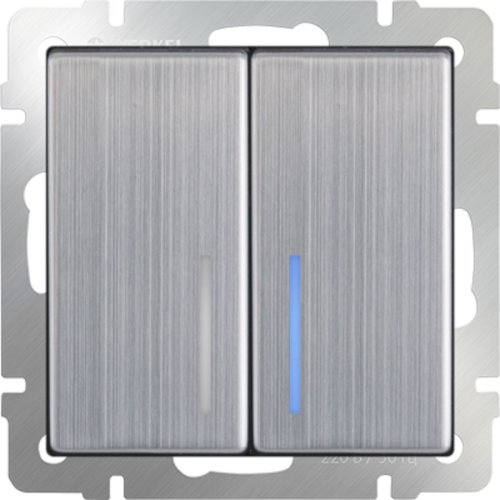 Выключатель с подсветкой без рамки Werkel 2-кл. глянцевый никель картинка фото 2