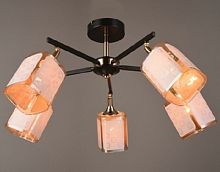 Люстра потолочная пятирожковая Мелодия Света  E27 Черный/золотой картинка 