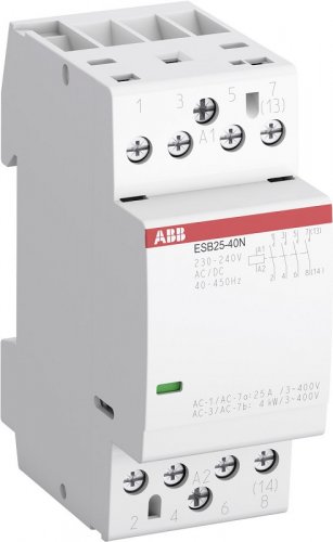 Контактор модульный ABB ESB 25-04N-01 2п 4НЗ 25А 24В AC/DC картинка