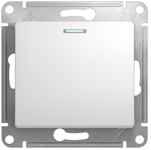 Выключатель с подсветкой без рамки Systeme Electric Glossa 1-кл. белый картинка фото 2