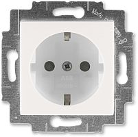 Розетка с заземлением без рамки ABB EPJ Levit 1-м. шторки жемчуг/ледяной картинка