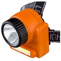 Фонарь налобный светодиодный аккумуляторный Perfeo Colorado 3Вт Черный/оранжевый картинка 