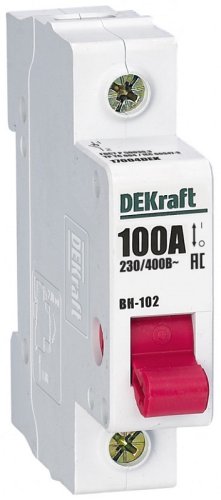 Выключатель нагрузки (мини-рубильник) DeKraft ВН-102 1п 100А тип AC картинка