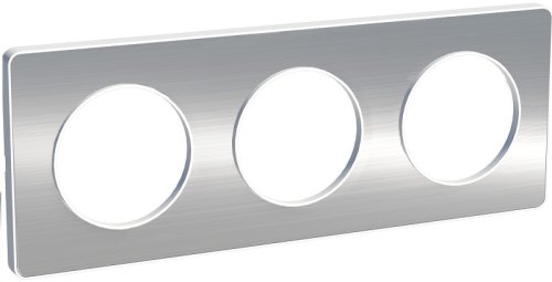 Рамка универсальная Schneider Electric Odace 3-м. металл полированный алюминий/белый картинка