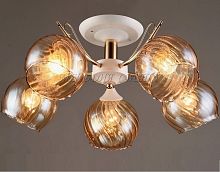 Люстра потолочная пятирожковая Мелодия Света Е27 220В 60Вт Белый/золото картинка 