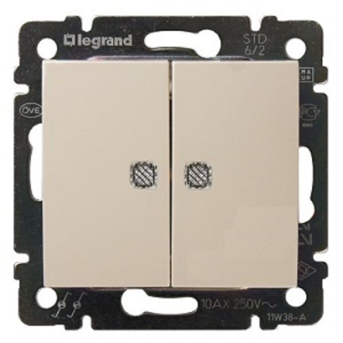 Выключатель с подсветкой без рамки Legrand Valena 2-кл. слоновая кость картинка фото 3