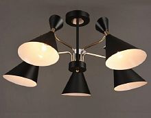 Люстра потолочная пятирожковая Мелодия Света Лофт Е27 220В Черная/золото картинка 