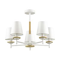 Люстра потолочная пятирожковая Lumion 4497/5C E27 220В Белый/дерево картинка 