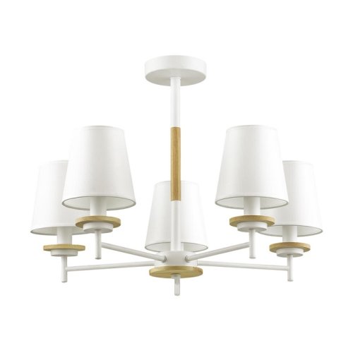 Люстра потолочная пятирожковая Lumion 4497/5C E27 220В Белый/дерево картинка 