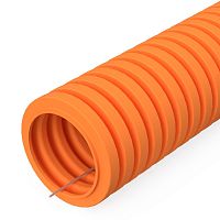 Гофра ПВХ Промрукав Д=25 легкая с протяжкой оранжевый (50м)  картинка