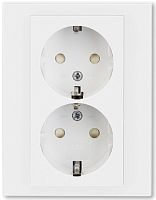 Розетка с заземлением ABB EPJ Levit 1-м. 2 мод. шторки белый/белый картинка