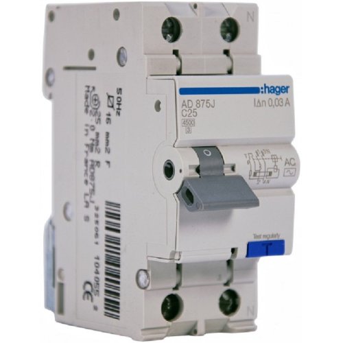Автомат дифференциального тока АВДТ Hager 2п 25А 30мА 4,5кА C тип AC фото фото 2 Автомат дифференциального тока АВДТ Hager 2п 25А 30мА 4,5кА C тип AC картинка фото 2