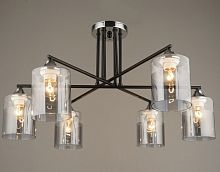 Люстра потолочная шестирожковая Мелодия Света Паук Е27 Черная/хром P9668/6 картинка 