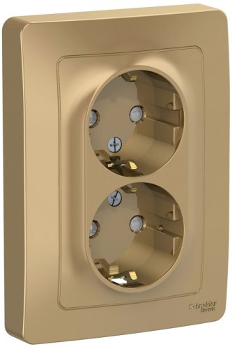 Розетка с заземлением Systeme Electric Blanca 1-м. 2-мод. шторки титан картинка
