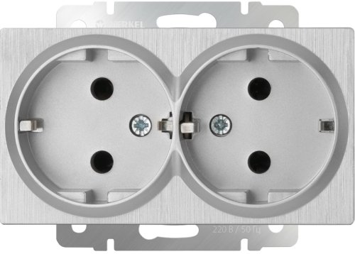 Розетка с заземлением без рамки Werkel 1-м. 2-мод. серебряный рифленый картинка фото 2
