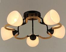 Люстра потолочная пятирожковая Мелодия Света Е27 Черная/ткань картинка 