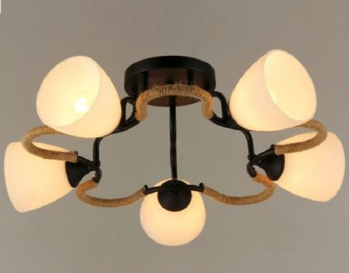 Люстра потолочная пятирожковая Мелодия Света Е27 Черная/ткань картинка 