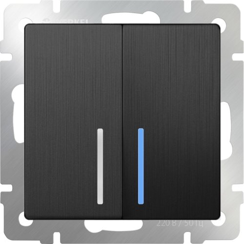 Выключатель с подсветкой без рамки Werkel 2-кл. графит рифленый картинка фото 2